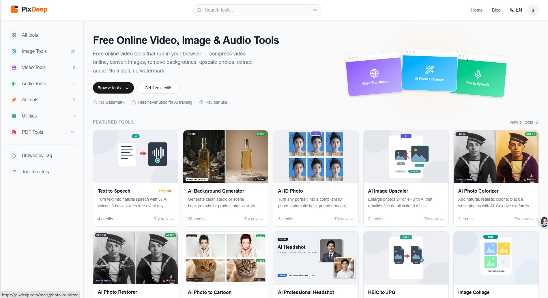 Free Online Video, Image & Audio Tools | PixDeep